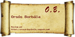 Orsós Borbála névjegykártya